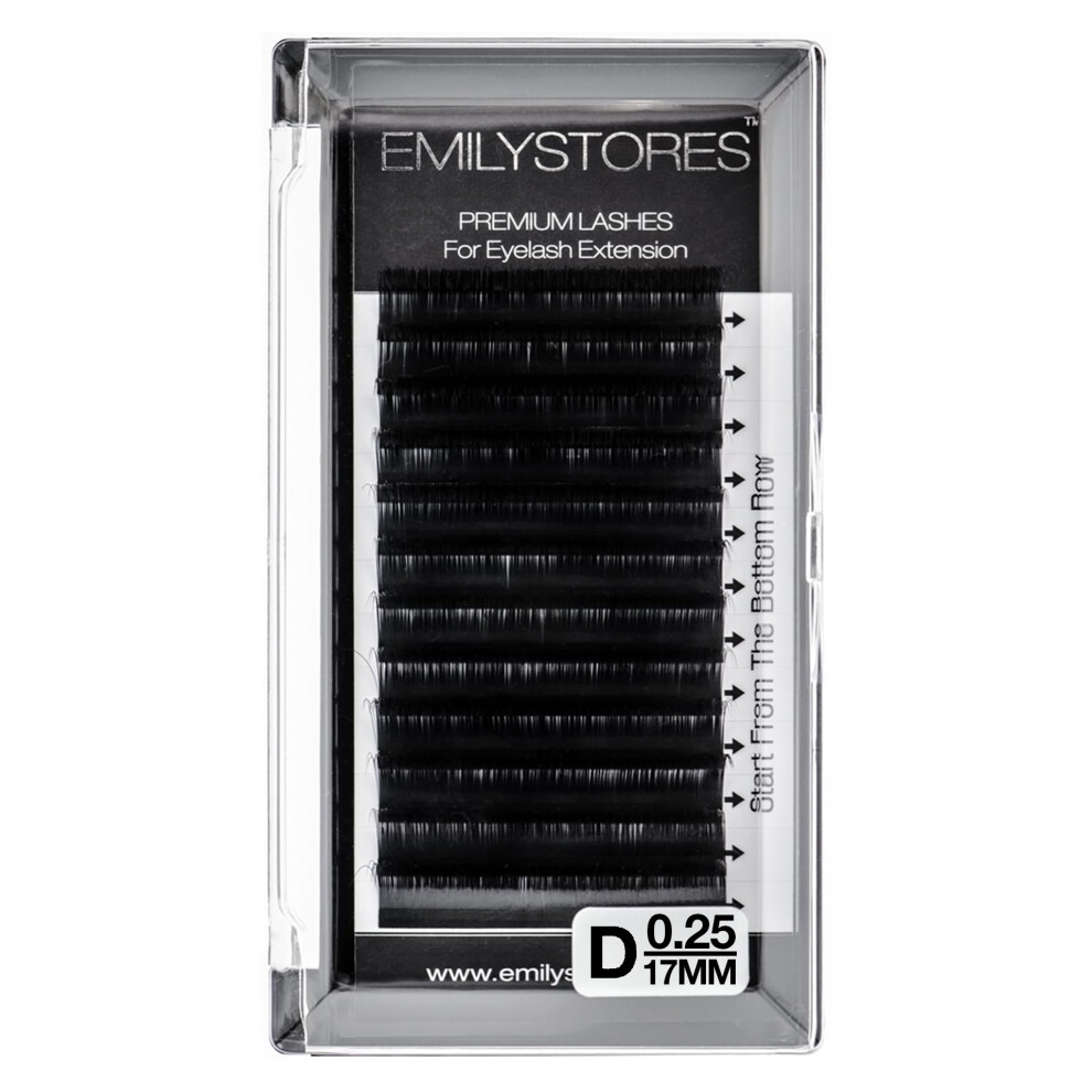 Emilystores Eyelash Extensions 0.25Mm Thickness D Curl Length 17Mm Silk Mink Fake Eye Lashes In One Tray