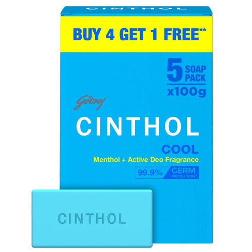 Savon Cinthol Bath Cool, 100g (Pack de 5) (Achetez 4, recevez 1 gratuit)