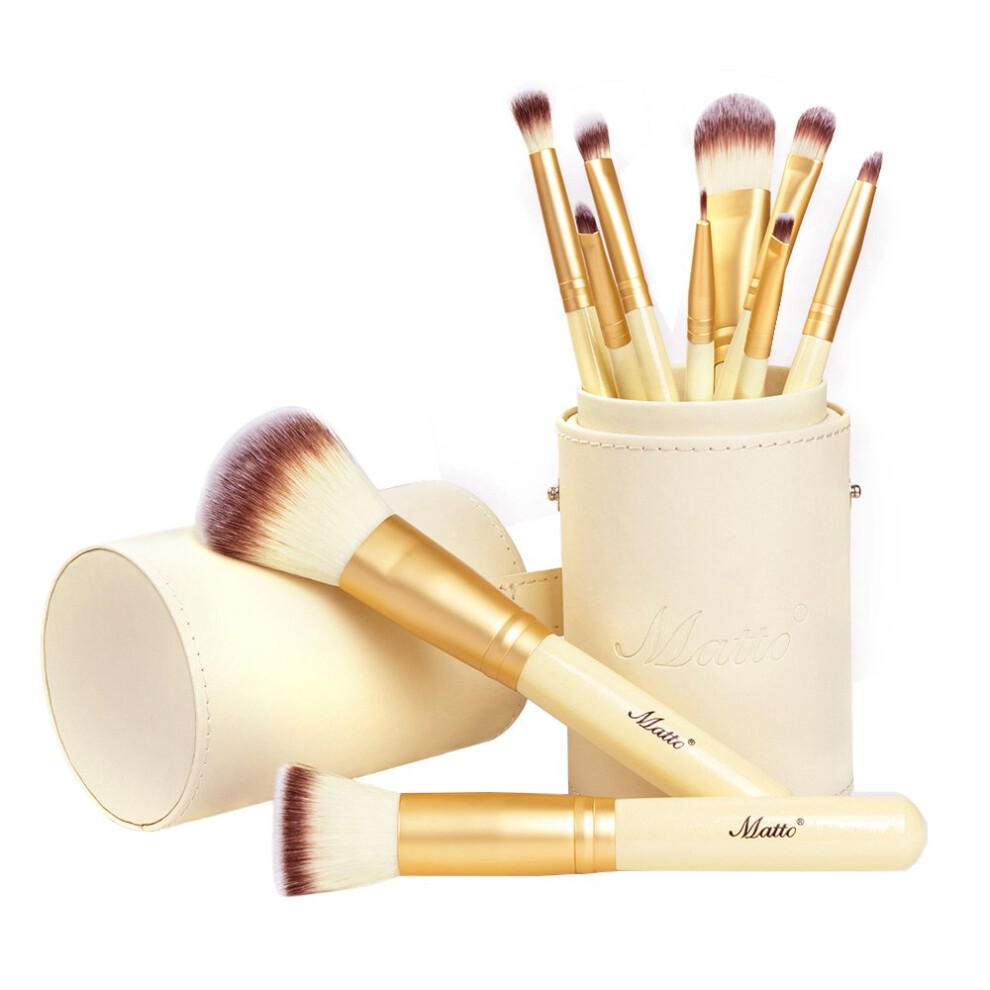 Matto Golden Makeup Brushes 10-Piece Makeup Brush Set With Foundation