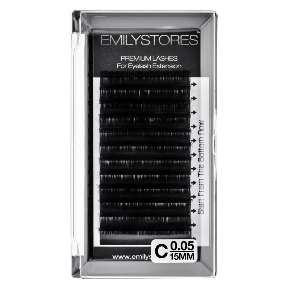 Emilystores Lash Extensions 0.05Mm Thickness C Curl 15Mm Length Volume Eyelashes For Eyelash Extensions(0.05 C 15Mm)