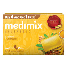 Medimix Ayurvedische Badeseife mit Kurkuma und Arganöl, 125 g (4+1 Angebotspaket)