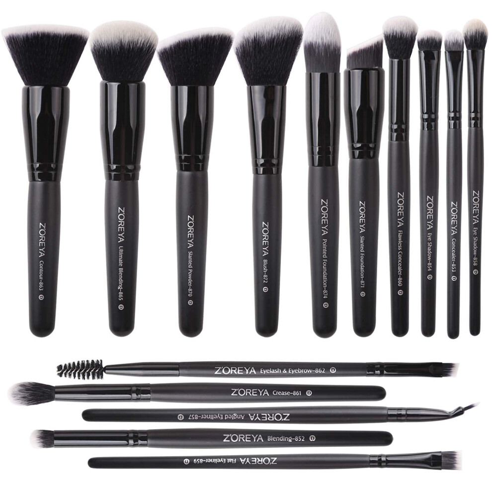 Rafael Zoreya Makeup Brushes 15Pcs Makeup Brush Set Premium Synthetic Kabuki