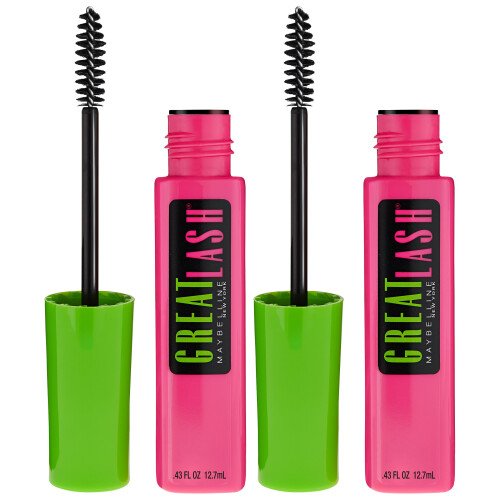 Maybelline Maybelline New York Great Lash Ξεβγαλτό Μάσκαρα, Καφέ Μαύρο, 2 Τεμάχια