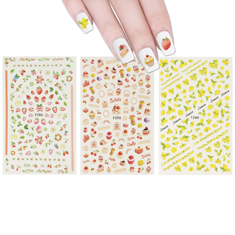 Allydrew 3 Fogli Di Cupcake E Macarons Alla Frutta Al Limone Nail Art Adesivi Per Unghie Alla Frutta E Cupcake