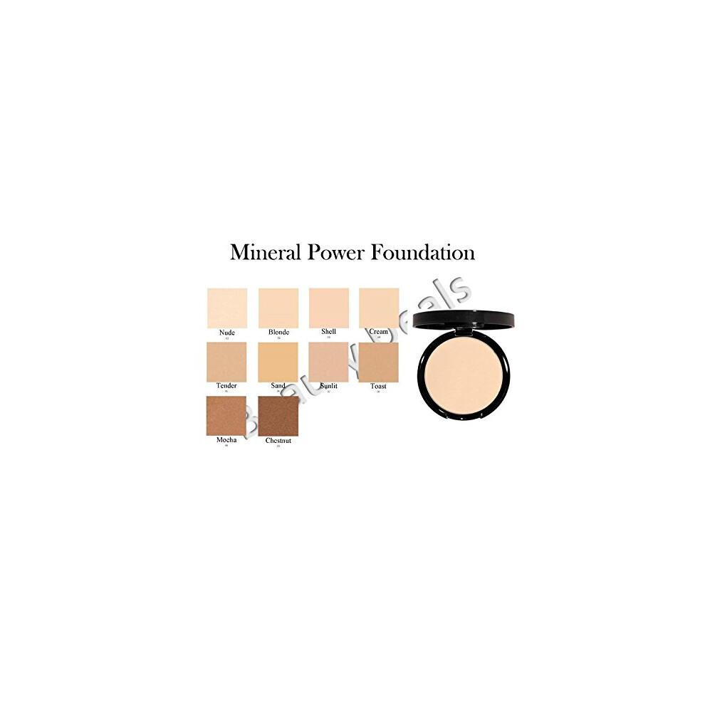 Beauty Deals Mineral Powder Foundation Pressed Makeup Buildable Coverage Natural Finish W/Sponge (Shell)