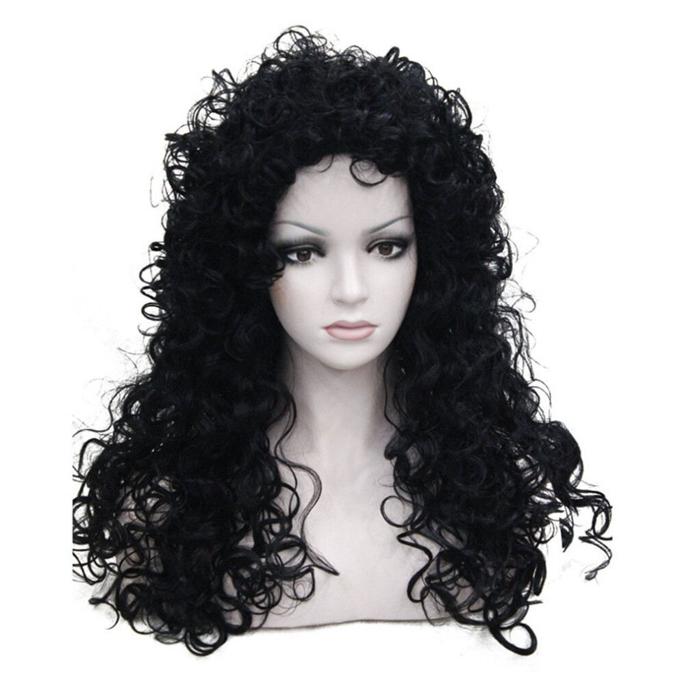Aimole Unisex Black Synthetic Heat Resistant Hair Long Curly Wigs Cosplay Women Wig1