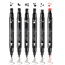 Pinkiou Eyeliner-Stift mit Augen-Make-up-Stempel, wasserfest, doppelseitig, langlebig, versiegelter Eyeliner (6 in 1)