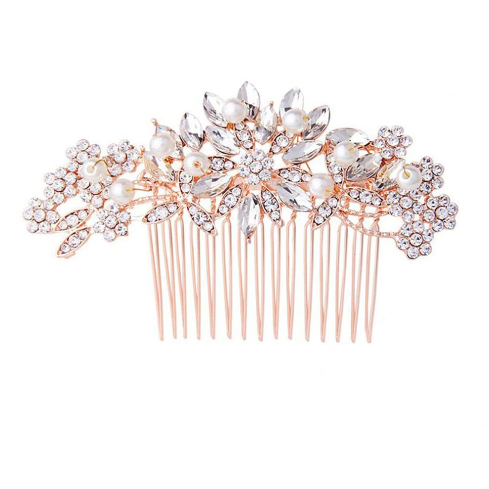 Bolsa Compra Hapibuy Rose Gold Wedding Hair Comb Pearl Crystal Bridal Hair Accessories For Bride And Bridesmaid