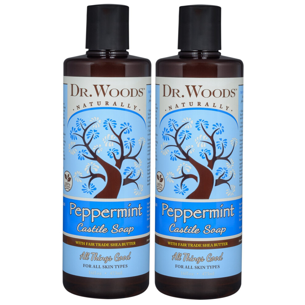 Dottor Strizzacervelli Dr. Woods Pure Castile Peppermint Liquid Soap With Organic Shea Butter 16 Ounce (Pack Of 2)