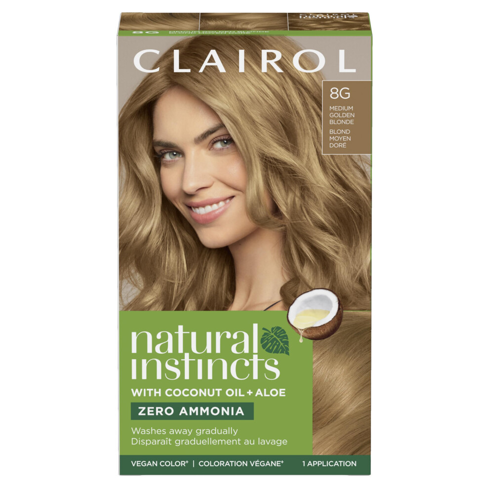 Coloration capillaire semi-permanente Clairol Natural Instincts 8G, blond doré moyen, lot de 1