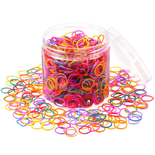 2000 Mini Elastici per Capelli Colorati in Scatola per Acconciature e Treccine