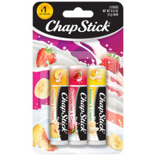 ChapStick (1) Pachet Balsam de Buze - Set 3 buc: Piersici & Cremă, Căpșuni & Cremă, Banane & Cremă - Fără Parabeni