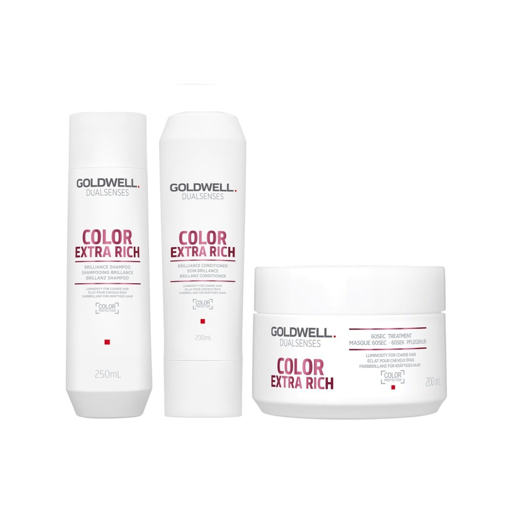 Goldwell Dualsenses Color Extra Rich Shampoo 250ml, Conditioner 200ml and 60sec Treatment 200ml
