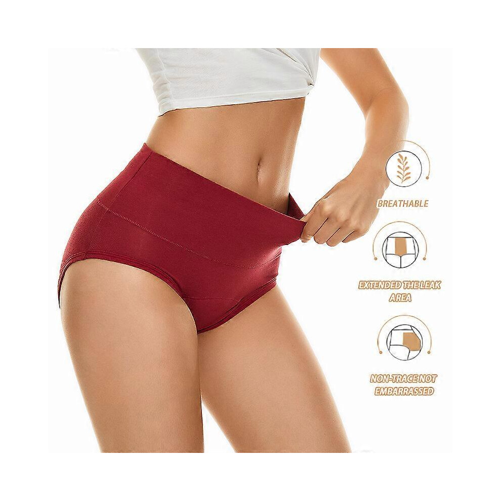 (L, Red) High Waist Leakproof Underwear 2pcs For Women Plus Size Panties Womens Seamless Underwear-image-OPC-PG72698-NEW