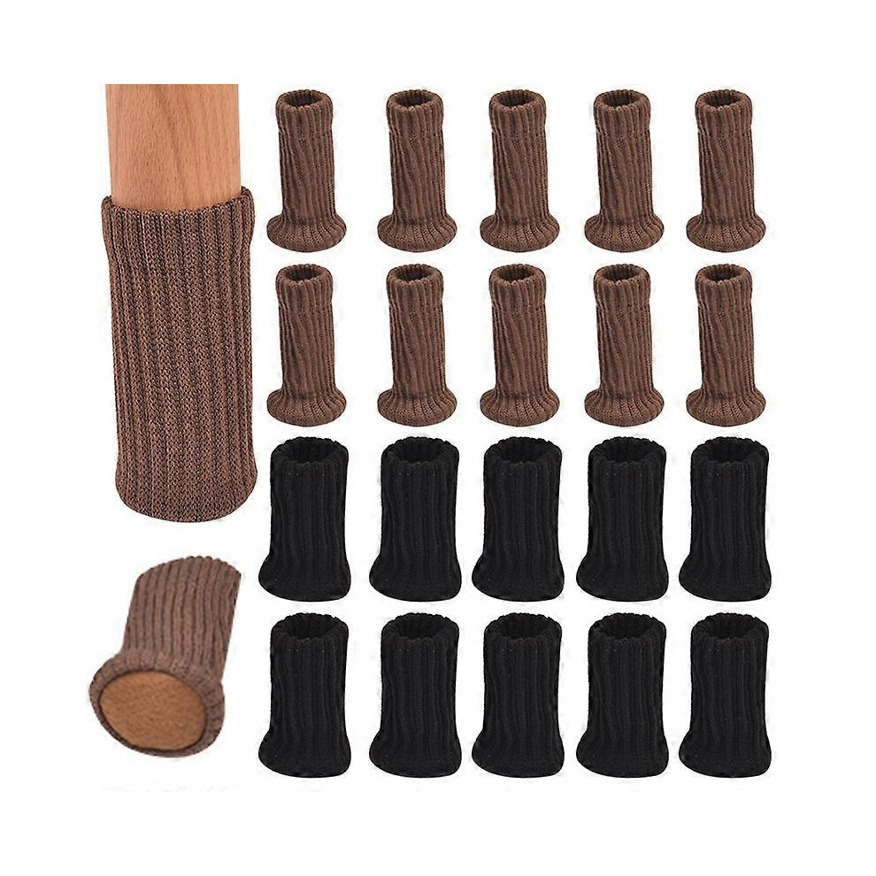 (black, One size) 24pcs Chair Leg Socks With Felt Pads, High Elastic Knitted Furniture Booties With Double-image-OPC-PG726C5-NEW