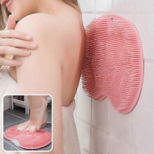 (pink, One size) Exfoliating Shower Massage Scraper Bathroom Non-slip Bath Mat Back Massage Brush Silicone Foot Wash Body Cleaning Bathing Tool