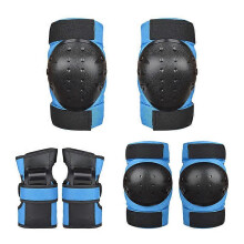 (L, blue) Protectors For Kids And Adults, 6 In 1 Protector Set, Adjustable Knee Pads, Elbow Pads, Wrist Pads