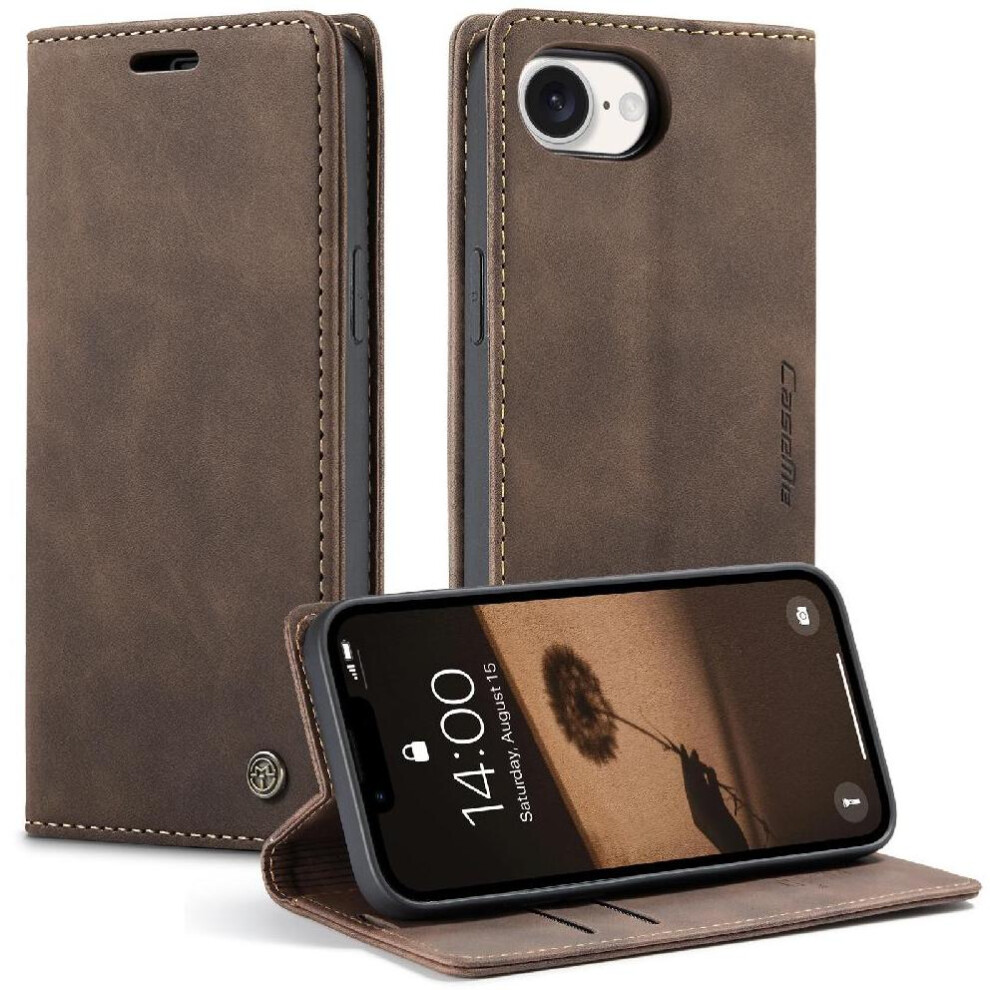 (Brown) Flip Case For Iphone 16E Case Card Slot Kickstand Vintage Pu Leather Wallet Flip Folio Book Magnetic Closure Shockproof Brown 764549458523