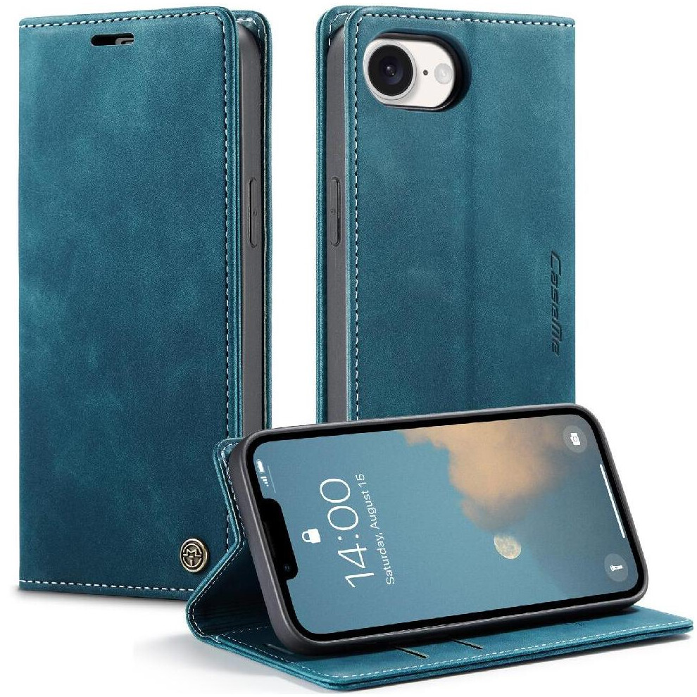 (Blue) Flip Case For Iphone 16E Case Card Slot Kickstand Vintage Pu Leather Wallet Flip Folio Book Magnetic Closure Shockproof Blue 764549458516