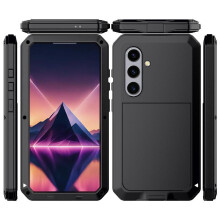 (Black) Heavy Duty Metal Case for Samsung Galaxy S25 Aluminum Alloy Metal Case Outdoor Sports 360 Full Body Protective Cover Dustproof
