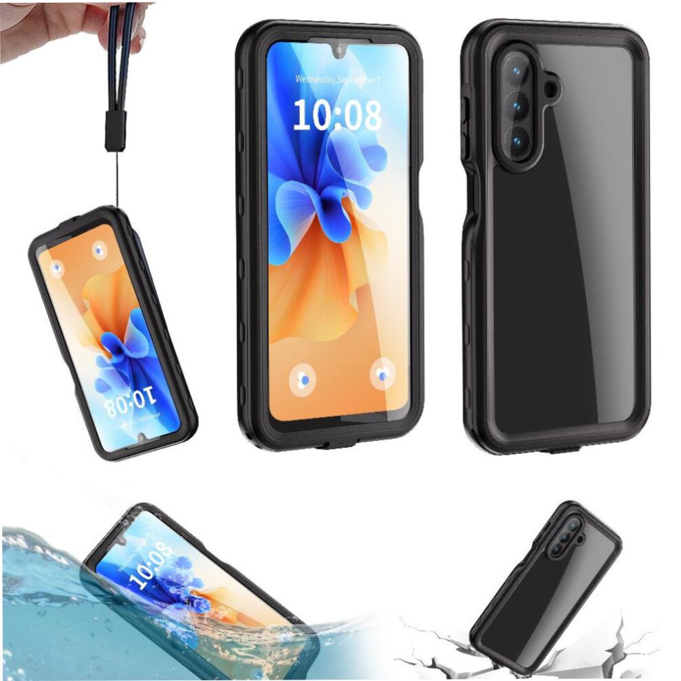 (Black) Waterproof Case For Samsung Galaxy A26 5G Ip68 Waterproof Full In Screen Protector 12Ft Military Shockproof Black 764549458929