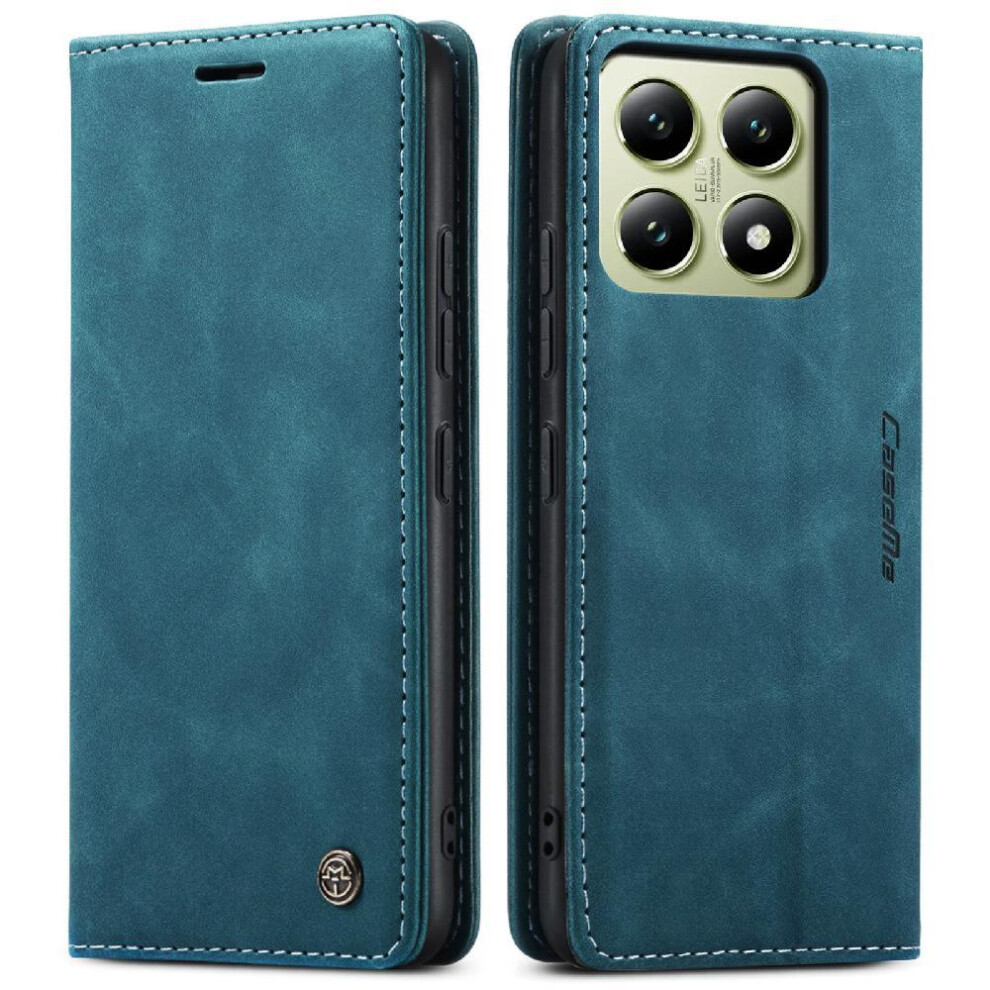 (Blue) Flip Case For Xiaomi 14T 5G Vintage Pu Leather Wallet Case Card Slot Kickstand Magnetic Closure Shockproof Blue