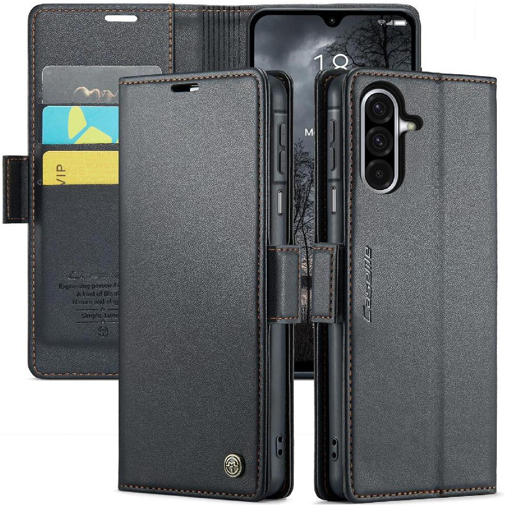 (Black) Flip Case For Samsung Galaxy A26 5G Wallet Case Anti Fraud Shockproof Case Card Slot Kickstand Black 764549459063