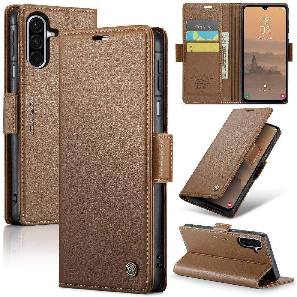 (Brown) Flip Case For Samsung Galaxy A26 5G Wallet Case Anti Fraud Shockproof Case Card Slot Kickstand Brown 764549459056
