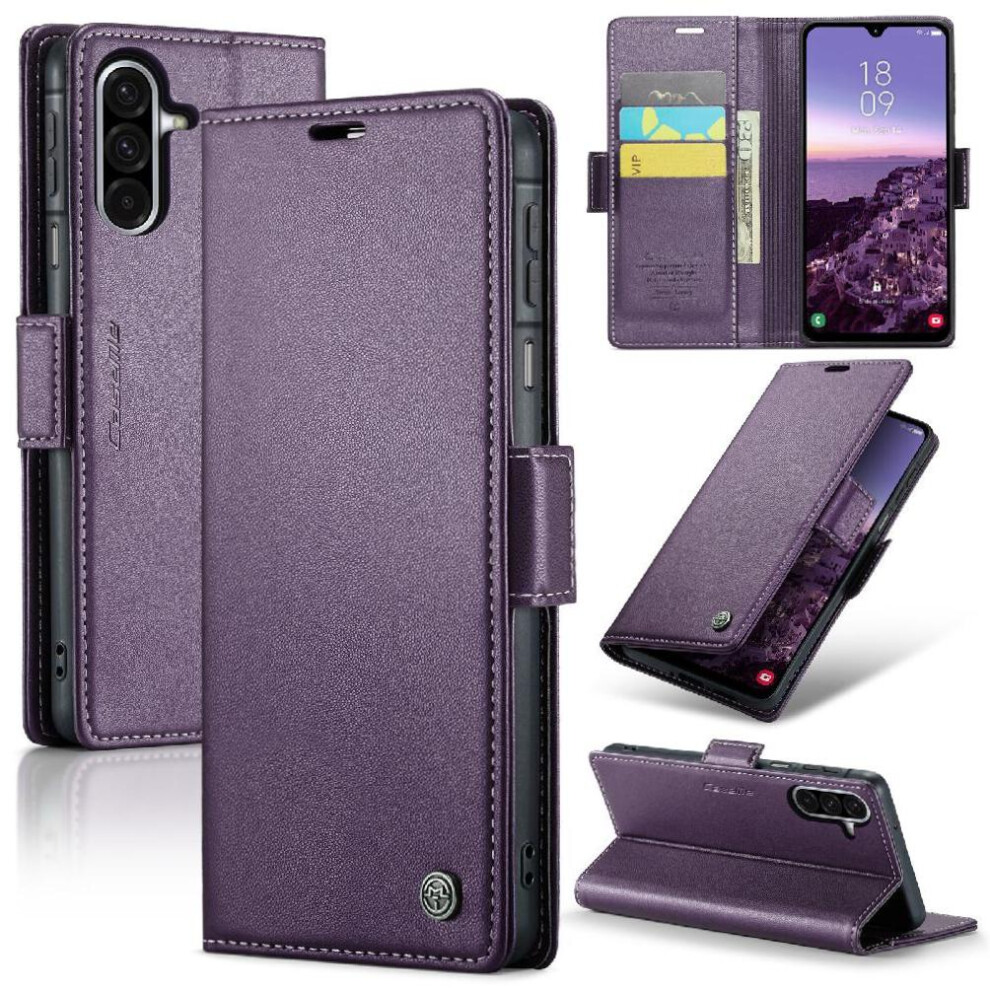 (Purple) Flip Case For Samsung Galaxy A26 5G Wallet Case Anti Fraud Shockproof Case Card Slot Kickstand Purple 764549459087