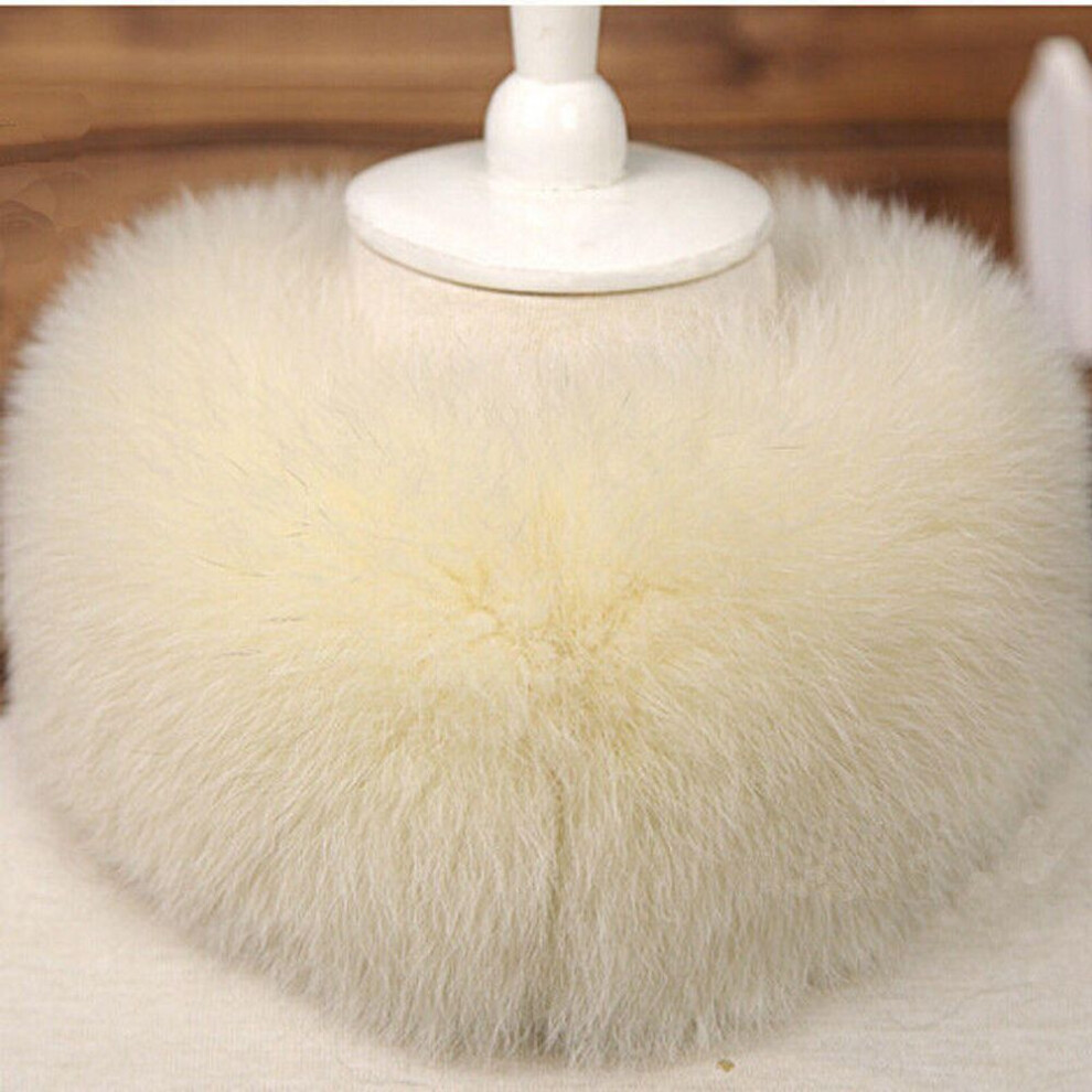 (beige) Women Faux Fox Fur Collar Cape Neck Warmer Wrap Fluffy Scarf Shawl Neckerchief