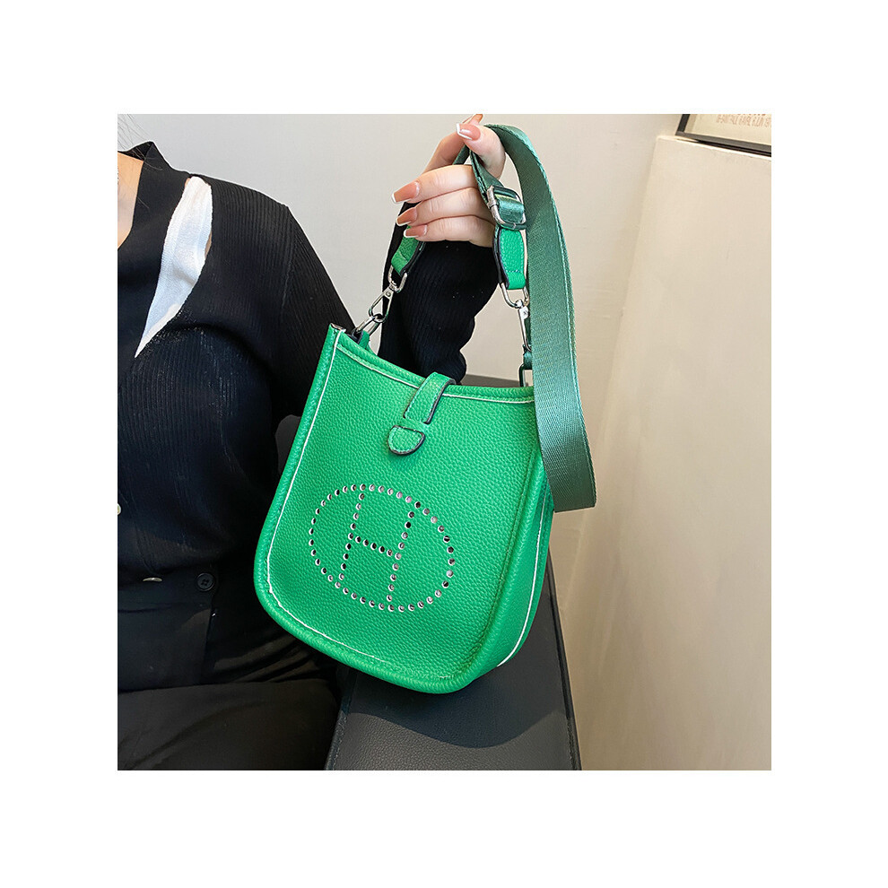 (Green) Solid color simple letter small square bag crossbody bag