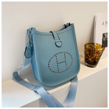 (Blue) Solid color simple letter small square bag crossbody bag