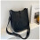 (Black) Solid color simple letter small square bag crossbody bag 1