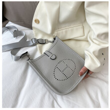 (Grey) Solid color simple letter small square bag crossbody bag