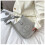 (Grey) Solid color simple letter small square bag crossbody bag 1