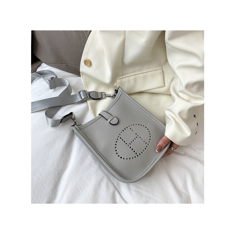 (Grey) Solid color simple letter small square bag crossbody bag