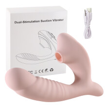 (Pink with Box) Wearable Clitoris Sucker Dildo Vibrator for Woman Vibrator Oral Blowjob Clit Stimulator Vagina Sucking Vibrators Erotic Sex Shop