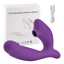 (Purple with Box) Wearable Clitoris Sucker Dildo Vibrator for Woman Vibrator Oral Blowjob Clit Stimulator Vagina Sucking Vibrators Erotic Sex Shop