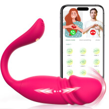 (Red) LICKLIP G Spot Telescoping Vibrators Remote Long Distance App Controlled Egg Vibrator Women Sex Toys Massagers for Female Couple