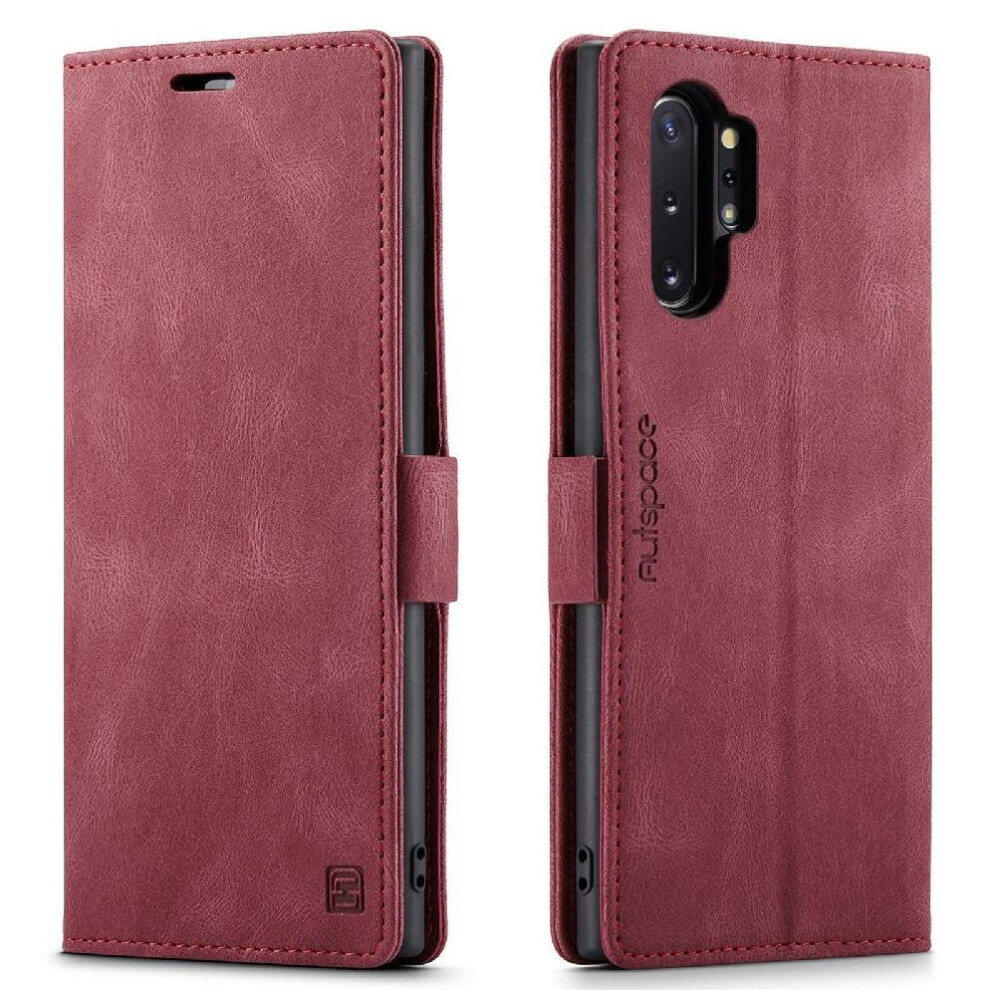 (Red) Rfid Blocking Case For Samsung Galaxy Note10 Plus Rfid Blocking Kickstand Magnetic Protective Cover Card Holder Pu Leather Red 764549461981