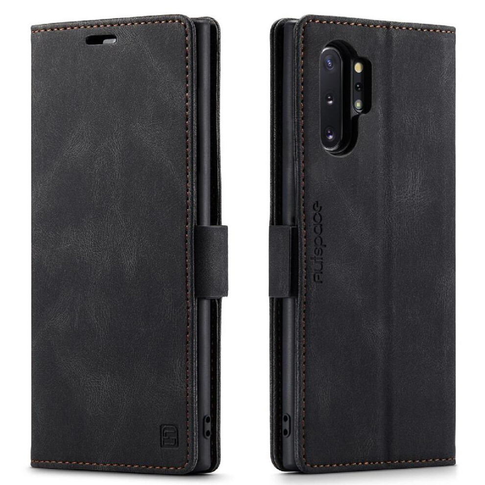 (Black) Rfid Blocking Case For Samsung Galaxy Note10 Plus Rfid Blocking Kickstand Magnetic Protective Cover Card Holder Pu Leather Black 764549462018