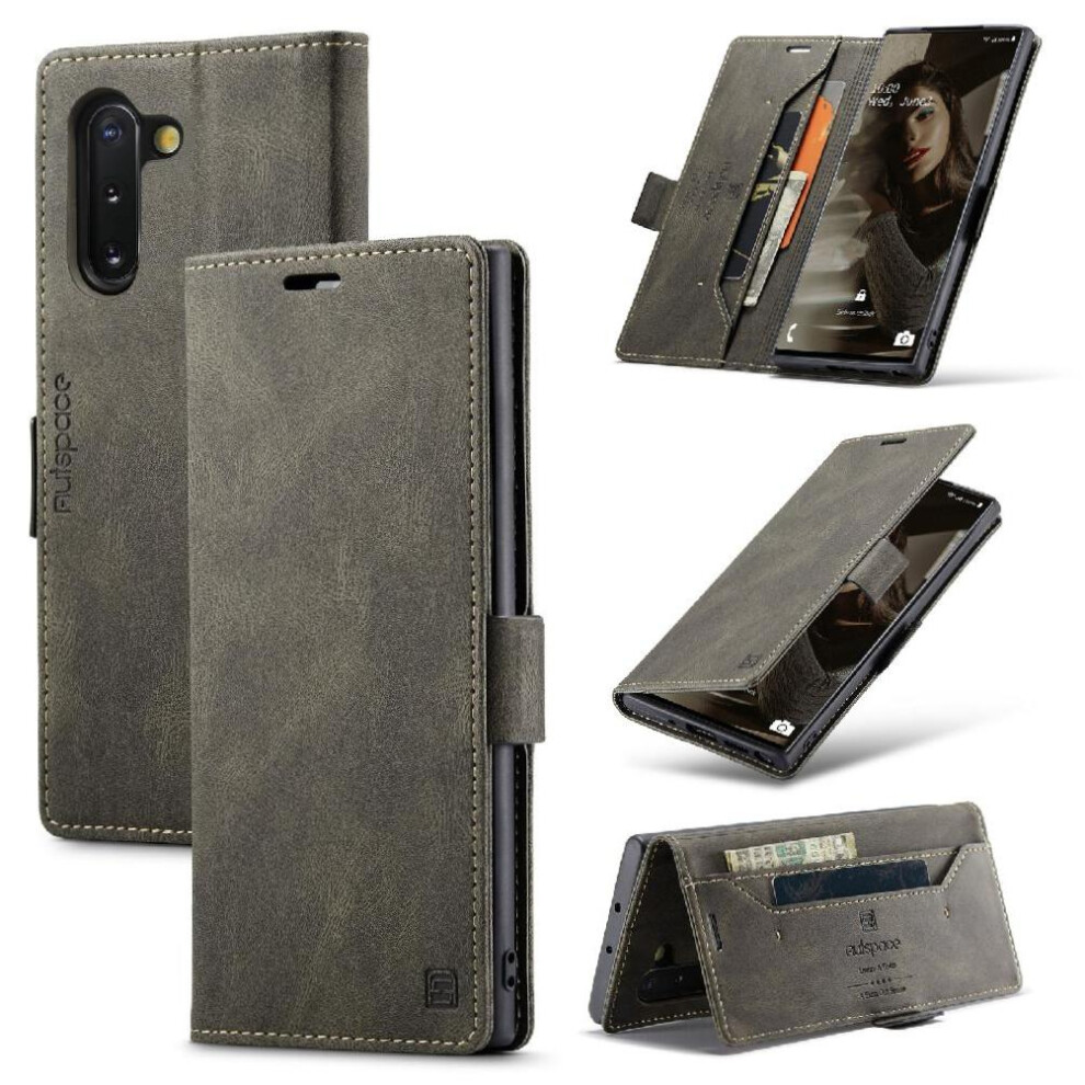 (Brown) Rfid Blocking Case For Samsung Galaxy Note10 Rfid Blocking Pu Leather Protective Cover Card Holder Kickstand Magnetic Brown 764549462049