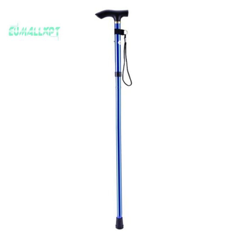 (blue) Walking Stick Anti Slip Multifunctional Aluminum Alloy Five-section Telescopic Collapsible Trekking Poles for Outdoor Mountaineering