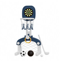 5-in-1 Kids Basketball Hoop with Basketball, Football, Golf, Ring Toss and Dartboard Playset