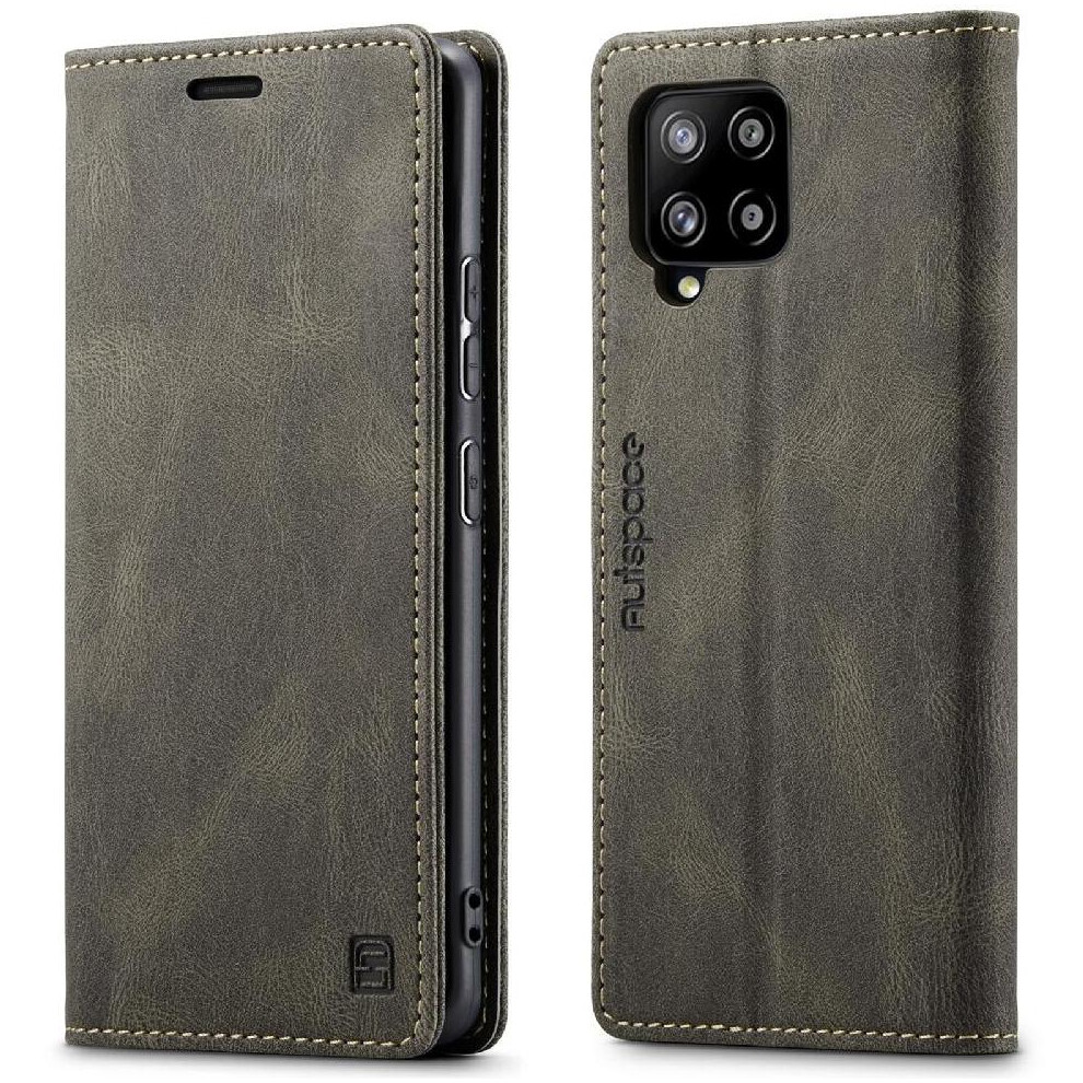 (Brown) Rfid Blocking Case For Samsung Galaxy A42 5G Card Holder Kickstand Magnetic Rfid Blocking Protective Cover Pu Leather Brown 764549462766