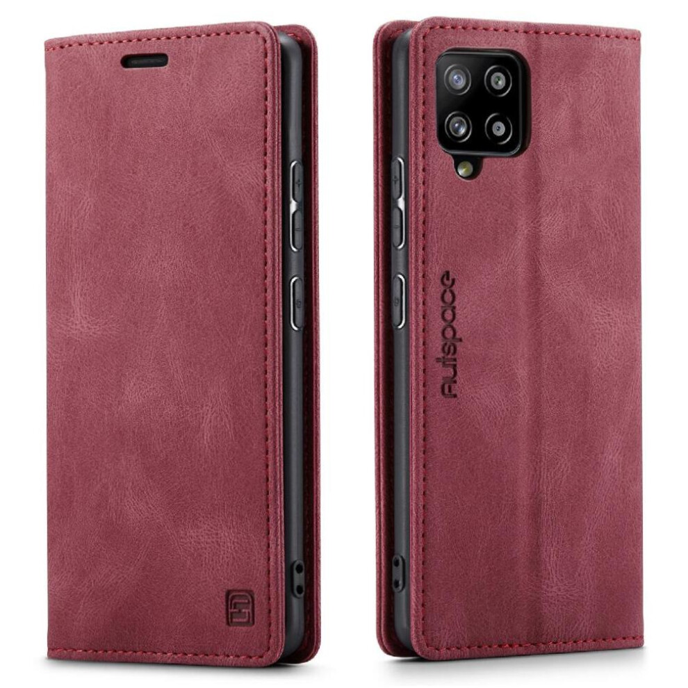 (Red) Rfid Blocking Case For Samsung Galaxy A42 5G Card Holder Kickstand Magnetic Rfid Blocking Protective Cover Pu Leather Red 764549462742