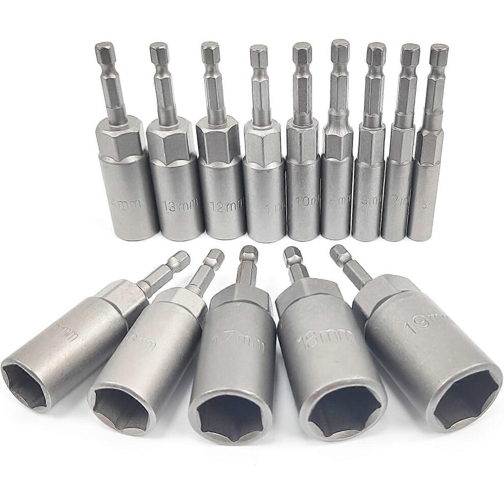 (As Show, One Size) 14 Pieces Deepening Screwdriver Socket, 6-19Mm Hex Adapter, 34Mm Machining Depth, Hex For Hand Drill Nut Driver, Impact Driver Soc 5091524066363