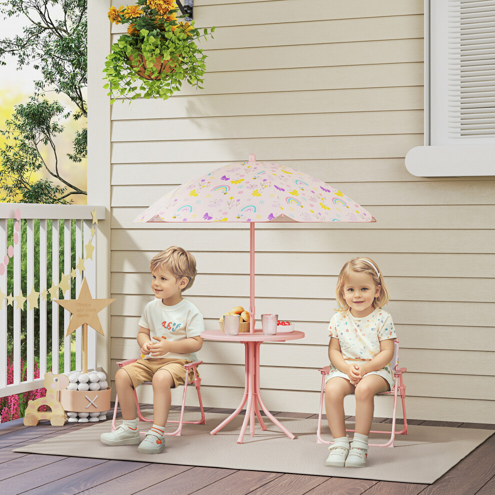 B&Q - Kids Garden Table And Chair SetOutdoor Patio Set W/ ParasolPink - Image 3