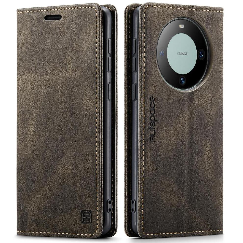 (Brown) Rfid Blocking Case For Huawei Mate 60 Kickstand Magnetic Protective Cover Card Holder Pu Leather Rfid Blocking Brown 764549464760