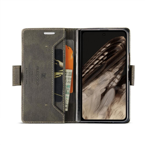 (Brown) Rfid Blocking Case for Google Pixel Fold Kickstand Magnetic Rfid Blocking Protective Cover Pu Leather Card Holder 1